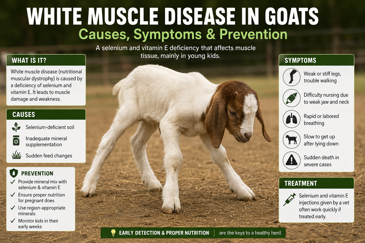 White Muscle Disease in Goats: Causes, Symptoms and Prevention